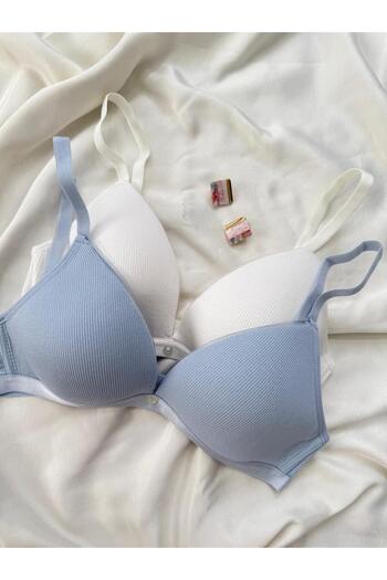 İNKO İÇ GİYİM Cotton Underwire-Free Unpadded 2-Piece Recovery Bra