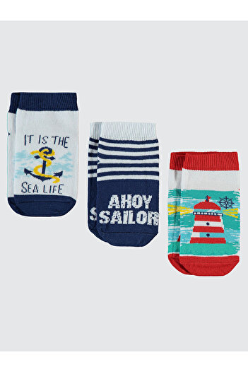 LC Waikiki Boys Booties Socks 2-12 Years Old Navy Blue