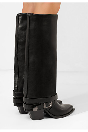 B T Shoes Černá kozačky na podpatku Bretia