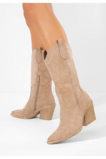 B T Shoes Khaki dámské kozačky Jena