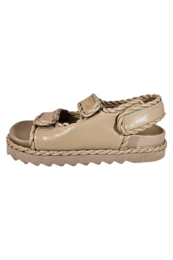 Ego Women's Sandals Manchester, Flatform Sole, Fisherman Style, Velcro Closure, Eco-leather, Beige,