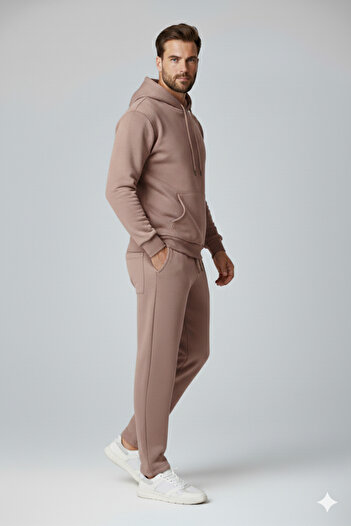 OXVİN Σετ φόρμας oversize με ίσιο παντελόνι και τσέπη καγκουρό, μαλακό εσωτερικό βαμβάκι