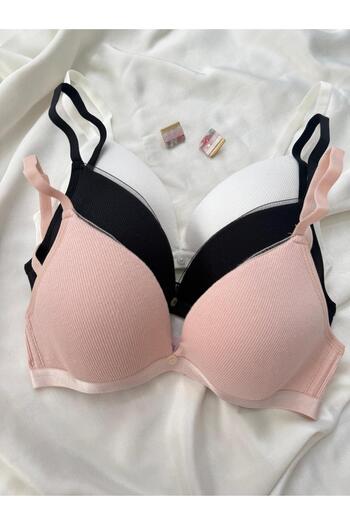 İNKO İÇ GİYİM Cotton Unpadded Unpadded 3-Piece Recovery Bra