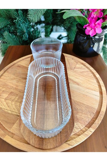 English Home Acacia 2-Piece 3-Compartment Glass Serving Bowl