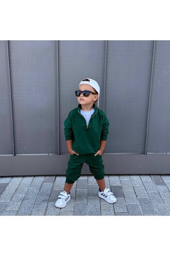 EKNKİDS Boy's Zipper Detailed Top and Bottom Set