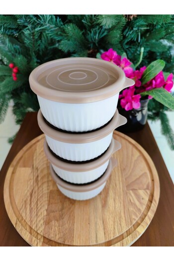 Madame Coco Lucca 4-Piece Storage Container Set - Beige - 10 cm - 300 ml