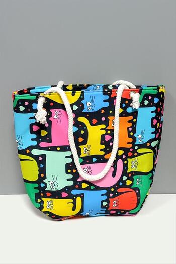 feryal Maze Patterned Beach Bag