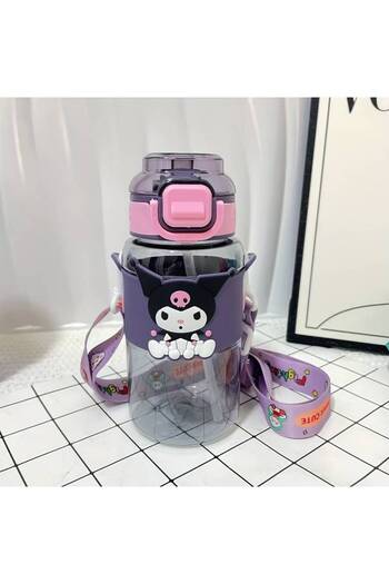 ada çanta kırtasiye 600ml Kuromi Figure Water Bottle with Strap and Straw Plastic Ad20066