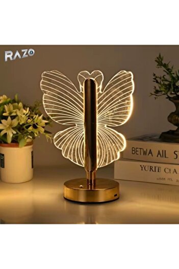 Razo Decorative lamp Butterfly model, Touch control, USB charging, Gold