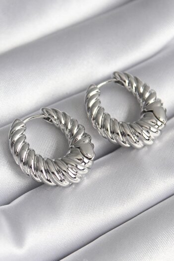 Inure Jewelry Brass Silver Color Hoop Spiral Model Women Earrings Daily Use