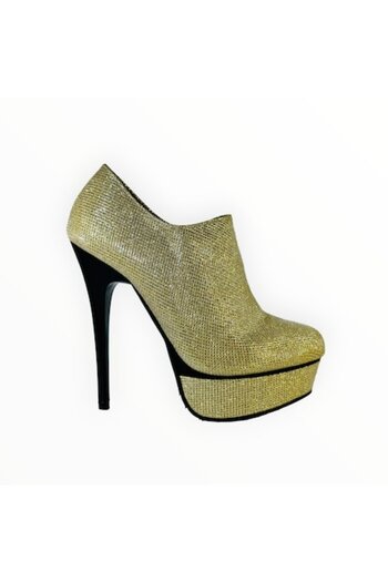 Belle Women - Ghete cu toc înalt și platformă, lurex auriu, mărimea 37 EU