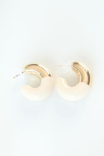 Inure Jewelry Ccb Cream Gold Double Color Earrings Daily Use