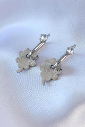 Inure Jewelry 316L Steel Silver Color Zircon Stone Women's Migrant Earrings Daily Use