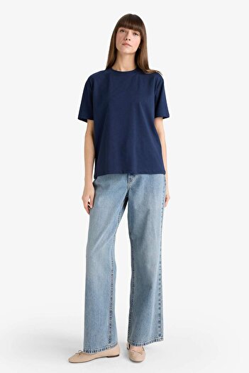 DeFacto Regular Fit Crew Neck Basic Plain Premium Short Sleeve T-Shirt F7105Ax25Au