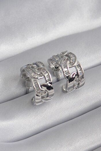 Inure Jewelry Brass Silver Color Zircon Stone Chain Model Women's Earrings Daily Use