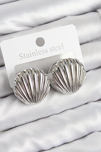 Inure Jewelry Brass Oyster Model Silver Color Women Earrings Daily Use