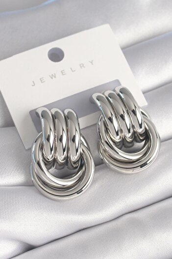 Inure Jewelry Brass Silver Color Spiral Model Women's Earrings Daily Use