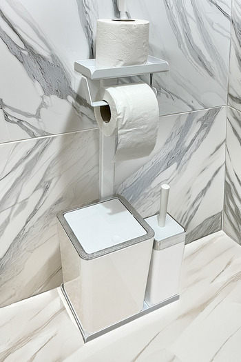 Egza 3 in 1 Bathroom Set Toilet Roll Holder, Dustbin and Toilet Brush Set