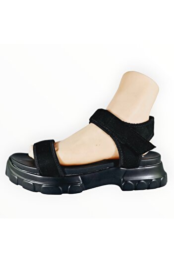 Retro Women's Chunky Flatform Suedette Sandals Velcro Size 39 EU