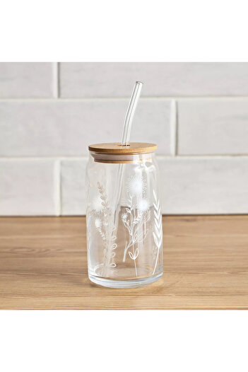 Generic White Gardenia Glass Sipper - 455 ml