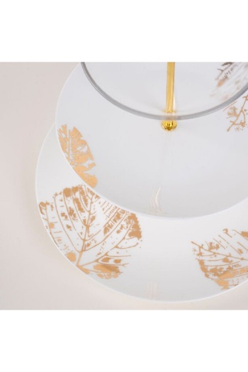 LA MESA white porcelain/glass 3 tiered cake plate