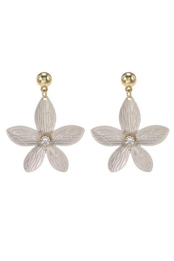 Pursehuit Gold earrings, with silver flower, Fleming C3