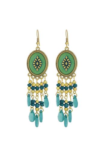 Pursehuit Gold earrings with green beads, Kima C3