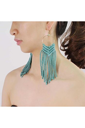 Pursehuit Braided macrame earrings, green, Louiza C2