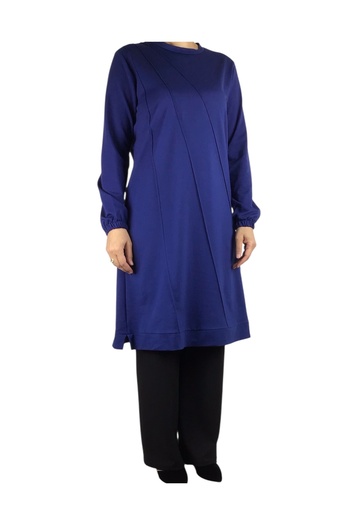 ECE GİYİM Women's Sewn Front Sleeves with Elastic at the Hem with Band Detail Crystal Two-Ply Seasonal Tunic