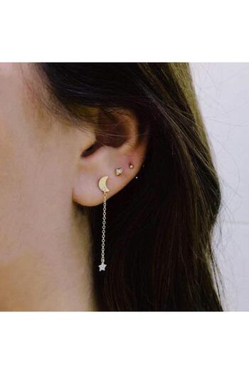 Pursehuit Set of golden earrings, with crescent and star, Danine C11 OUT