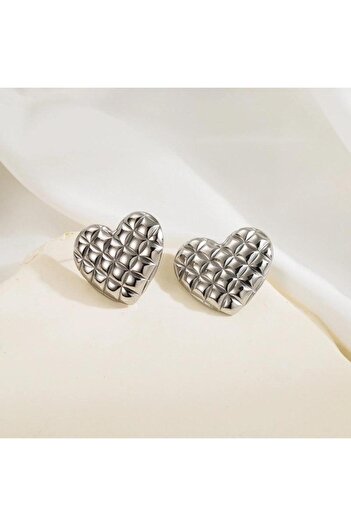 Pursehuit Silver earrings, stainless steel, heart shape, 18k gold-plated, Haley C1