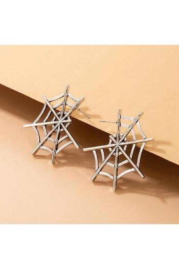 Pursehuit Silver earrings, spider web shape, Malfrid C7