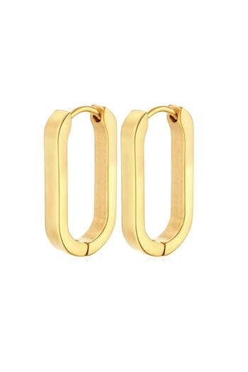 Pursehuit Golden earrings, stainless steel, oval shape, blown with 18k gold, Harley C2