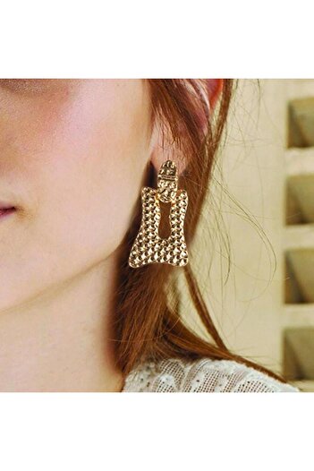 Pursehuit Gold-colored earrings, deformed, wrinkled texture, Osa C9 OUT