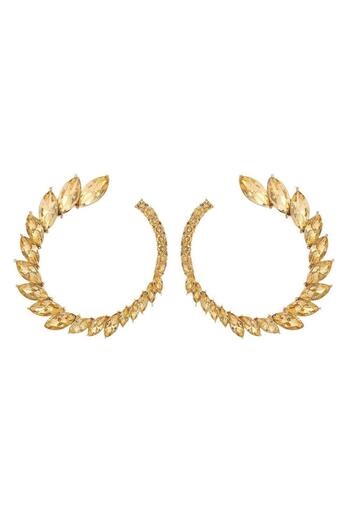 Pursehuit Gold-colored, round earrings with stones, Soria C2 OUT