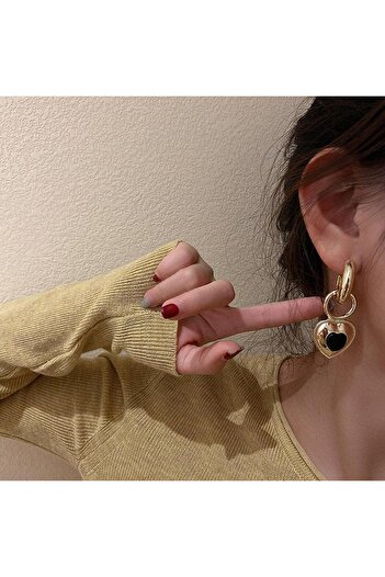 Pursehuit Gold earrings, heart shape, Elvida C7
