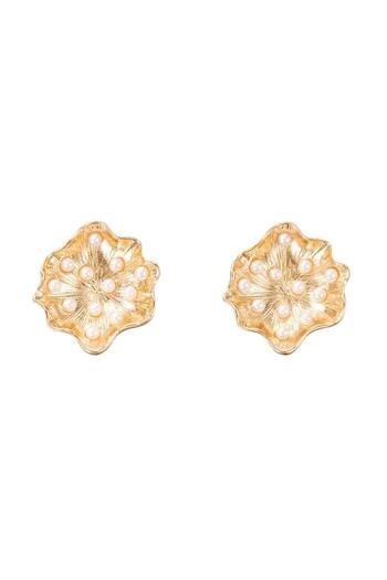 Pursehuit Gold earrings, shell shape, with pearls, Mareta C8 OUT