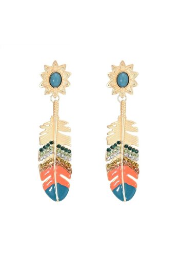 Pursehuit Golden earrings, wedge shape, with stones, Kenno C4