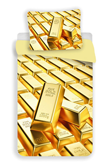 Colors Colorful Gold Bedding Set Golden Bar 140×200cm, 70x90 cm Microfiber