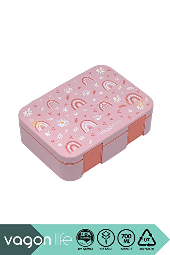 Vagonlife Bento 700ml Lunch Box New Collection Single Layer 3 Compartments Abs Plastic Children's Lunch Box Food Container