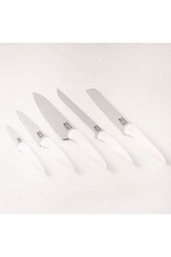 Samura 6pcs stainless steel mojo knife block set in white