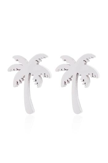 Pursehuit Silver earrings, made of stainless steel, palm tree shape, blown with 18k gold, Frida C1