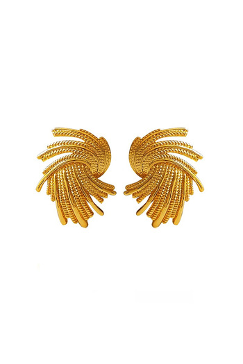 Pursehuit Golden earrings, braided, with clips, Nara C2