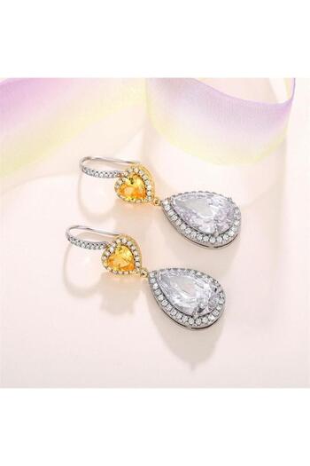 Pursehuit Silver earrings, teardrop shape, with zirconia stones, Cosima C15