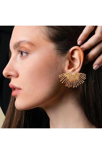 Pursehuit Golden earrings, sunray shape, Helmina C6