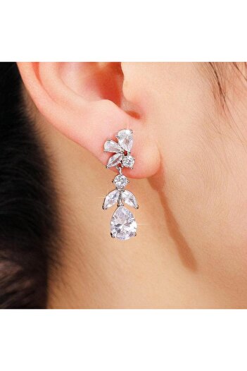 Pursehuit Silver earrings with zirconia stones, Bendine C12