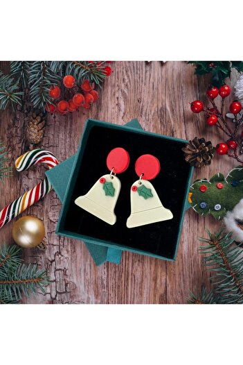 Pursehuit Beige earrings, Christmas bell shape, plus gift box, Bells C23