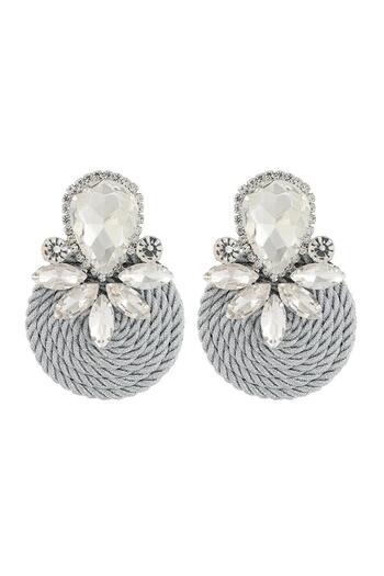Pursehuit Silver earrings, with stones and gray string, Esben C2