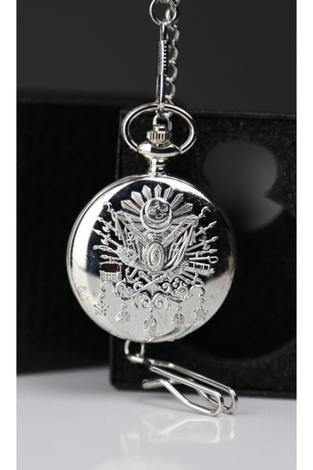 imsaconcept Ottoman Logo Embossed Silver Color Chain Watch with Box