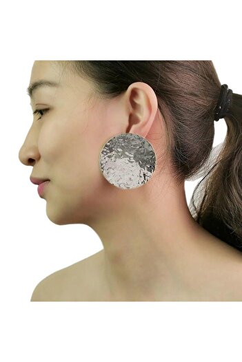 Pursehuit Silver earrings, round, wrinkled texture, Margit C2